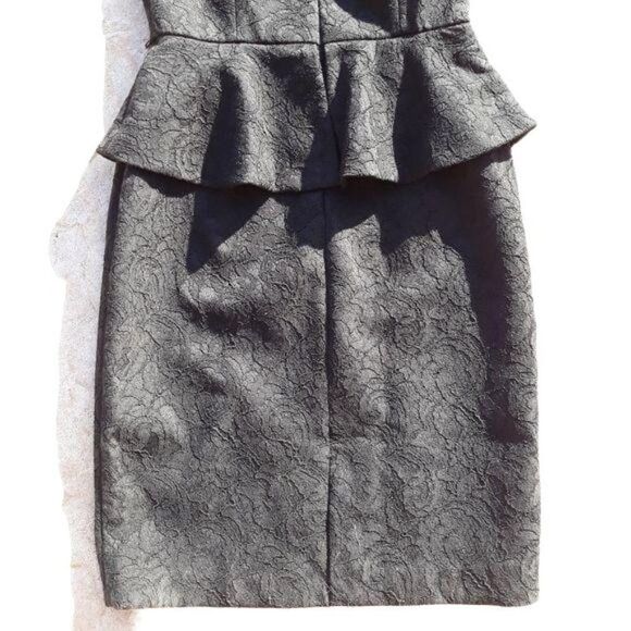 Vintage WHBM 80's Cocktail Structured Strapless Lace Peplum Dress Black Sz 4 - Picture 11 of 13